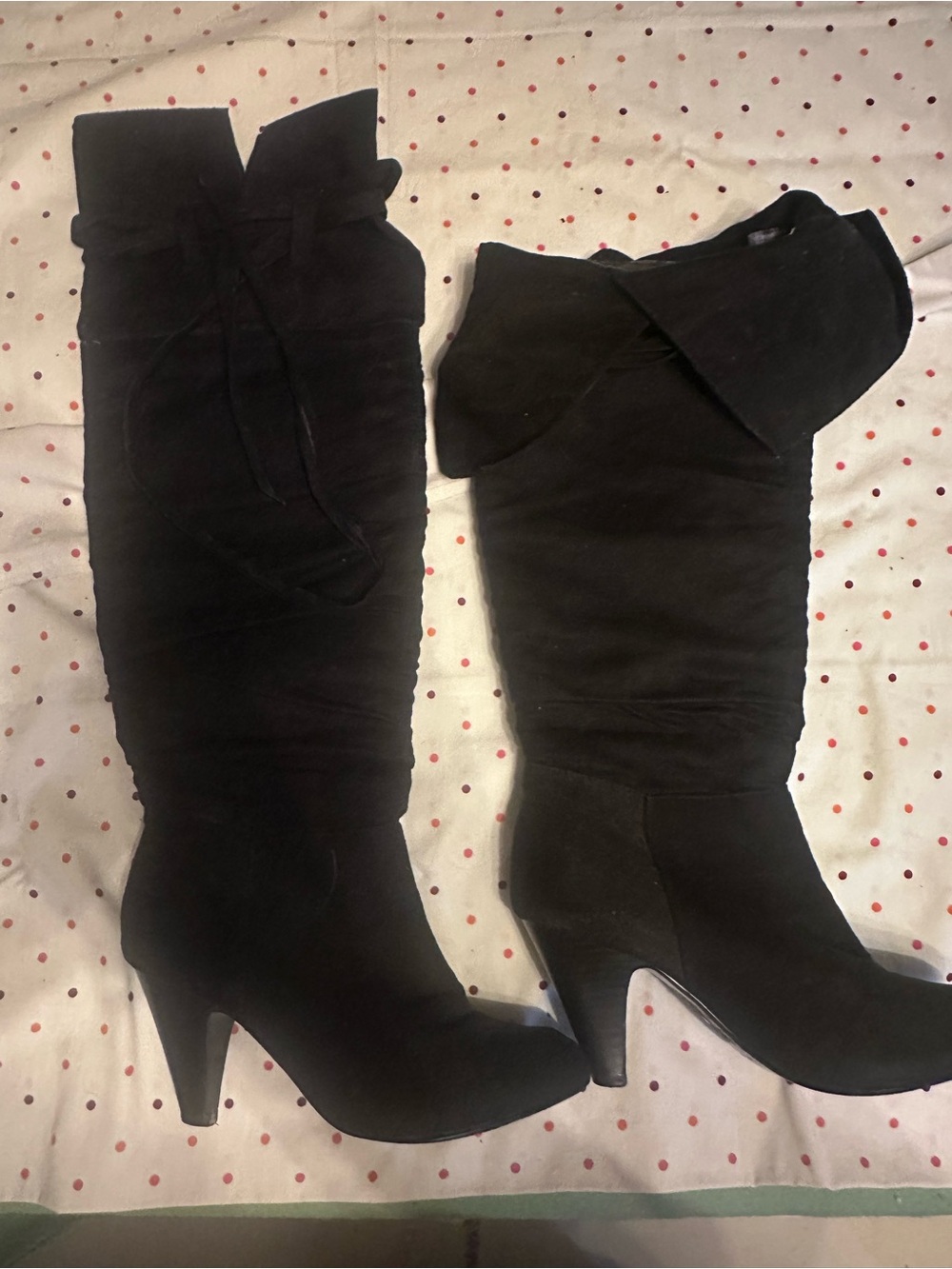 Not Rated Black Over-the-Knee Suede Boots with Fold-Over Cuff